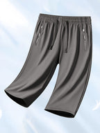 Women's Cooling Capri Pants Solid Color Mid Elasticity Smooth Fabric - Casual Lightweight Summer Cropped Pants for Daily Outings Leisure Travel Beach Vacation
