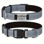 Customizable Reflective Dog Collar with Personalized Name Plate - Padded Nylon Comfort Fit, 12 Color Options, Engraved ID Tag Alternative for Small Medium & Large Dogs, Perfect Personalized Dog Gift for Dog Lovers