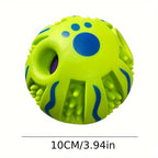 Spiky Rolling Sound Ball Dog Toy 3.94" - Interactive Funny Sounds Teeth Cleaning Herding Ball, Training Play Toy for Medium Large Dogs, Durable Rubber Sensory Ball with Squeaky Noise